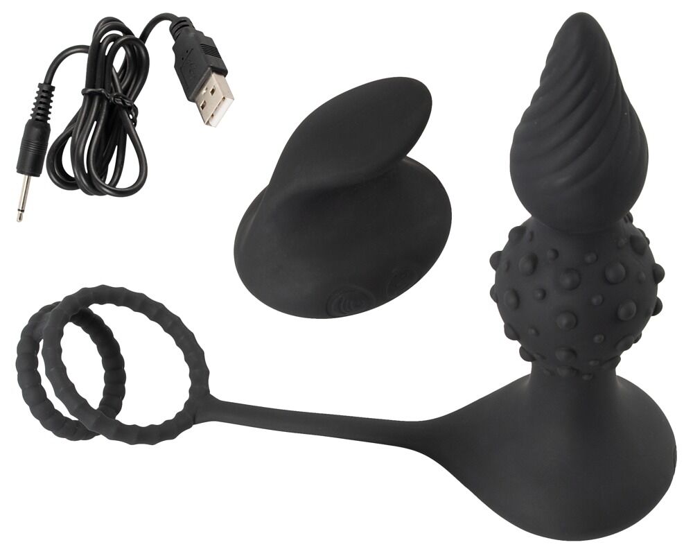 RC Butt Plug with Cock & Balls rings