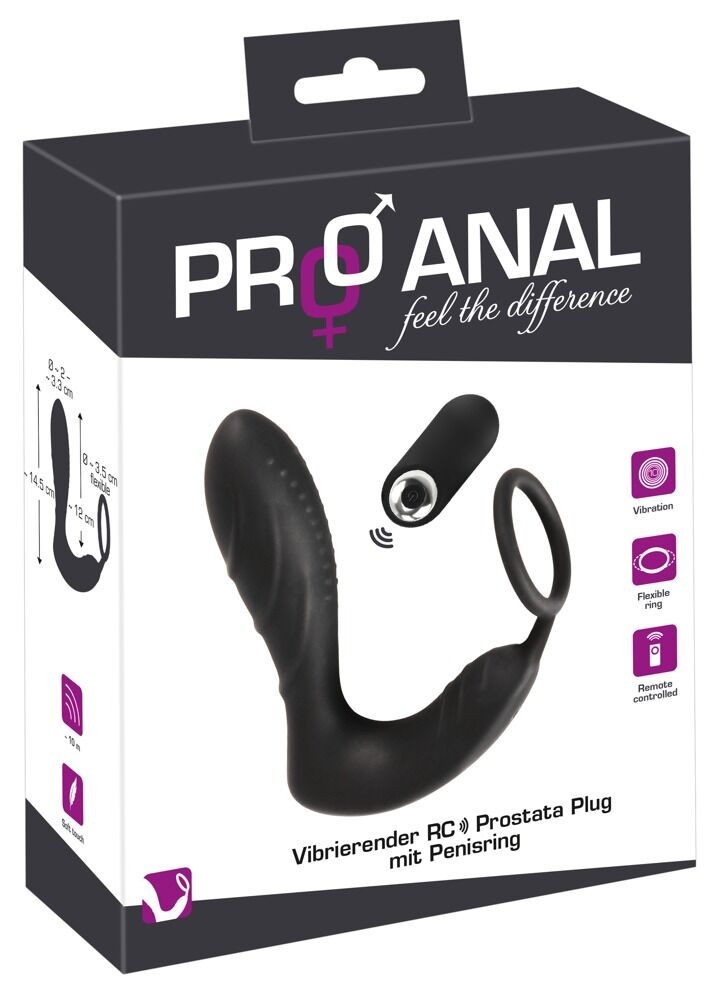 Vibrerende RC prostataplugg med penisring